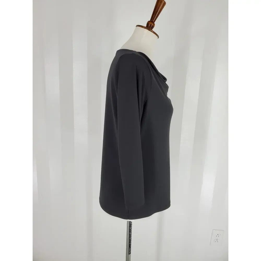 LIZ CLAIBORNE Women's Black Long Sleeve Blouse Sz L - Picture 2 of 10